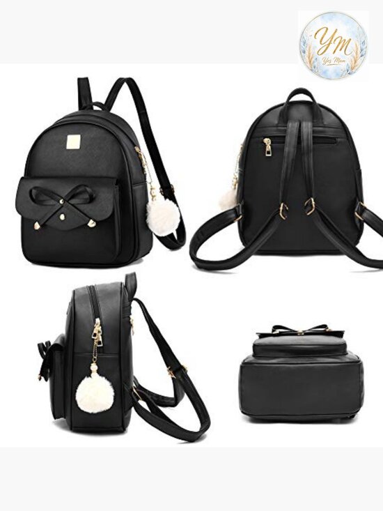 Bowknot 3-Piece Leather Mini Backpack Set Rucksack main image 5